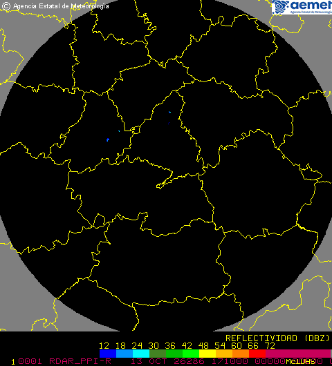 Radar de precipitación de Madrid